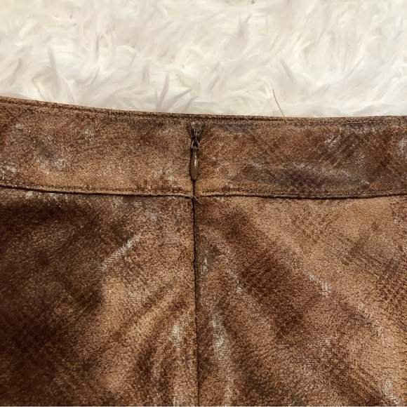 Altar’d State Winnie Plaid Faux Leather‎ Minnie Skirt Brown Large - Picture 6 of 7